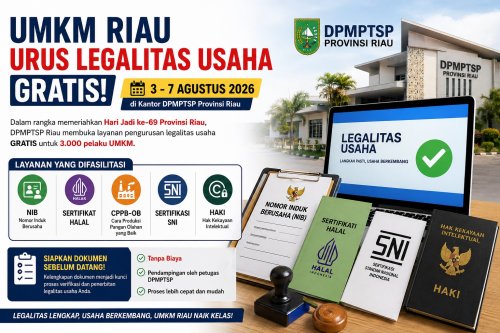 UMKM Riau bisa urus NIB, Sertifikat Halal hingga HAKI.(foto: int)