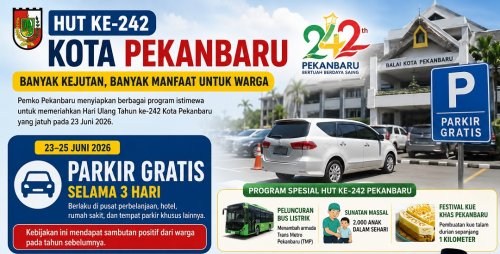HUT ke-242 Kota Pekanbaru, gratis parkir selama tiga hari.(ilustrasi/int)